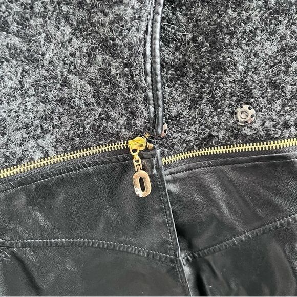 Luii Faux Leather Jacket Zipper Convertible Coat Black and Grey Boucle Size XL - Picture 7 of 16